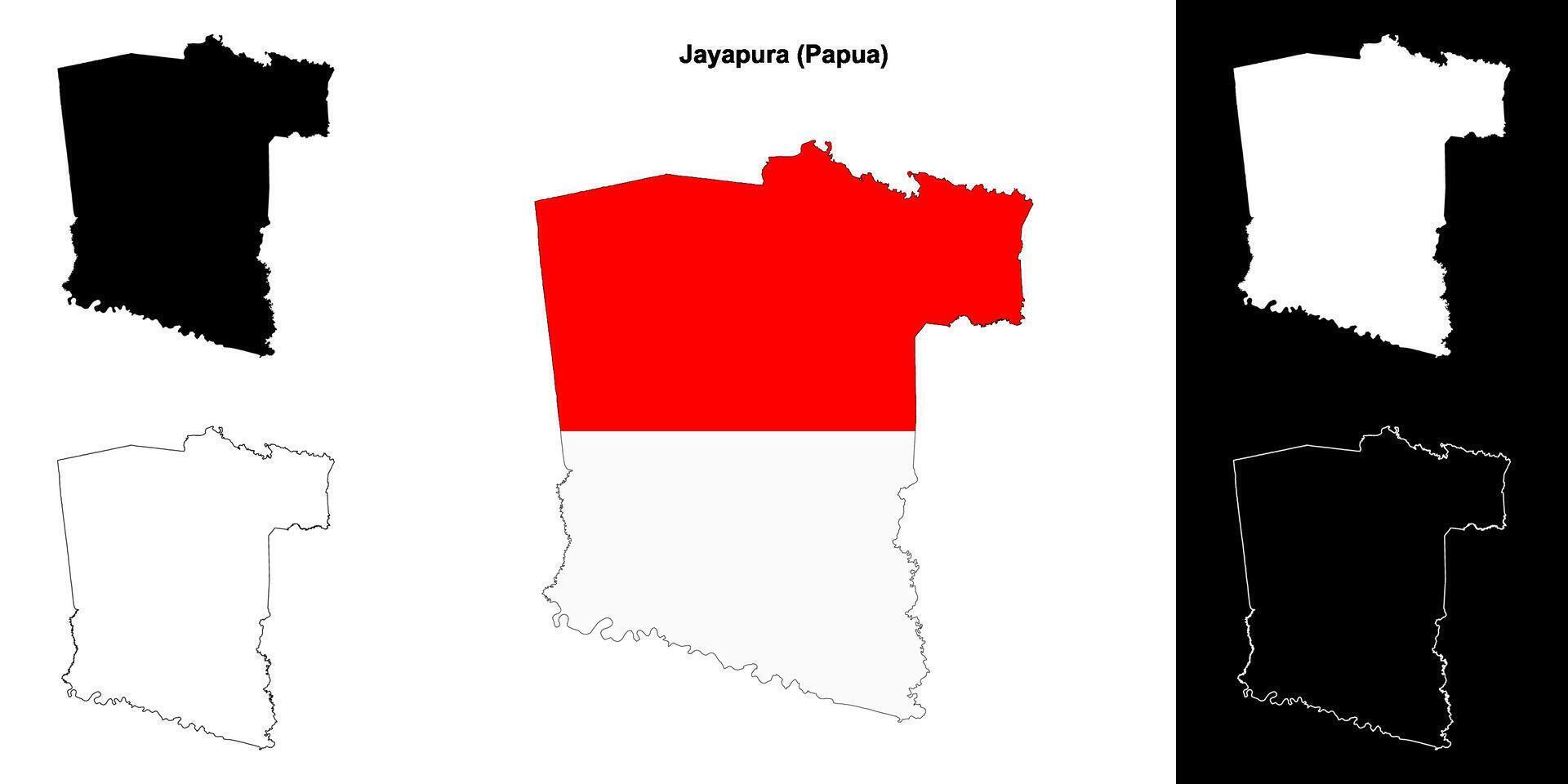 Jayapura blank outline map set vector