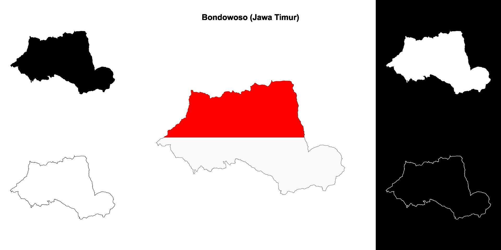 Bondowoso blank outline map set vector