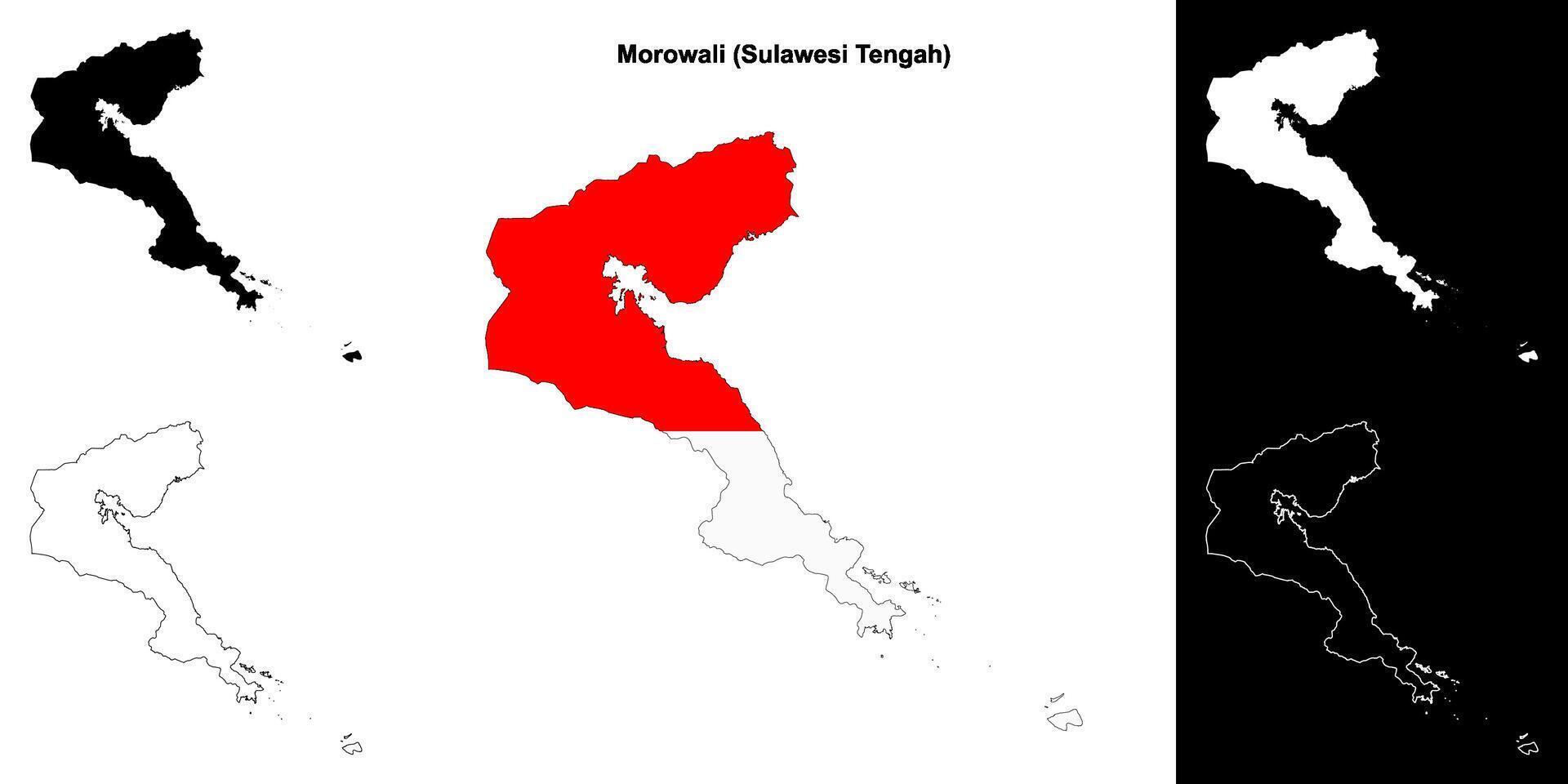 Morowali blank outline map set vector