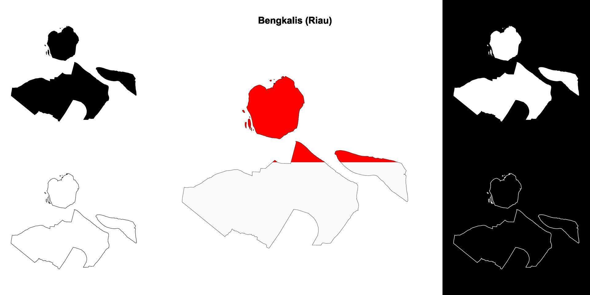 Bengkalis blank outline map set vector