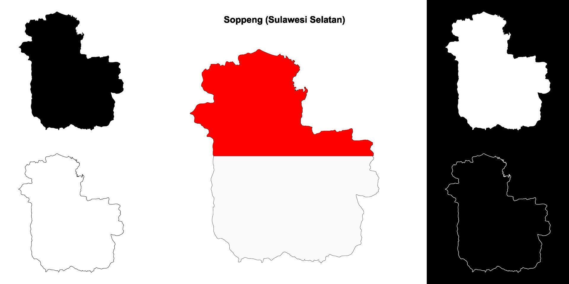 Soppeng blank outline map set vector