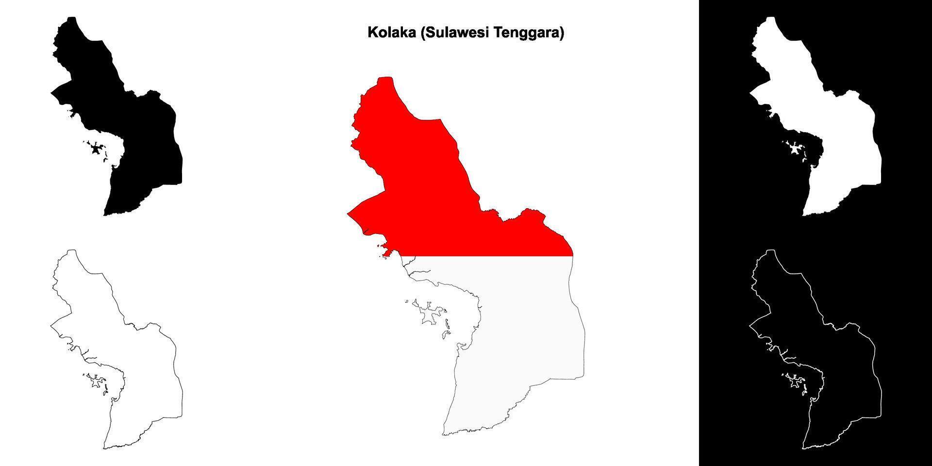 Kolaka blank outline map set vector