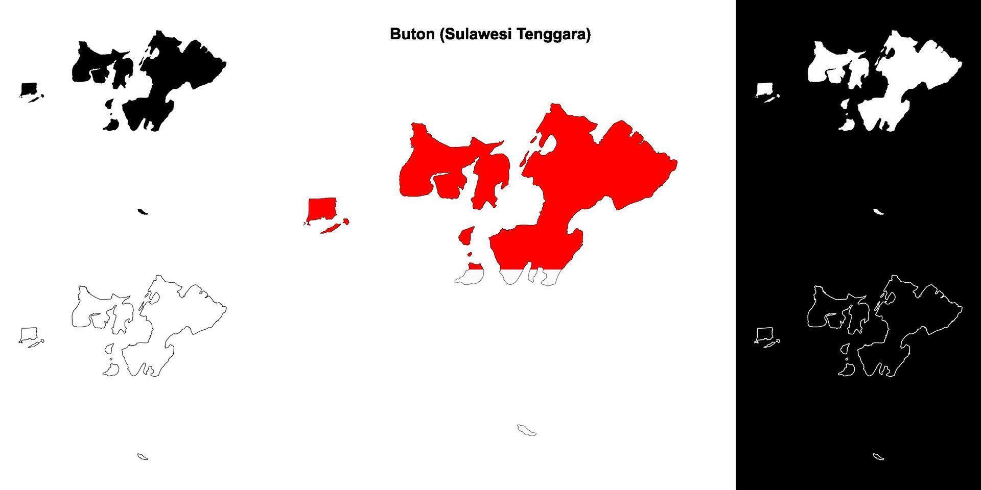 Buton blank outline map set vector