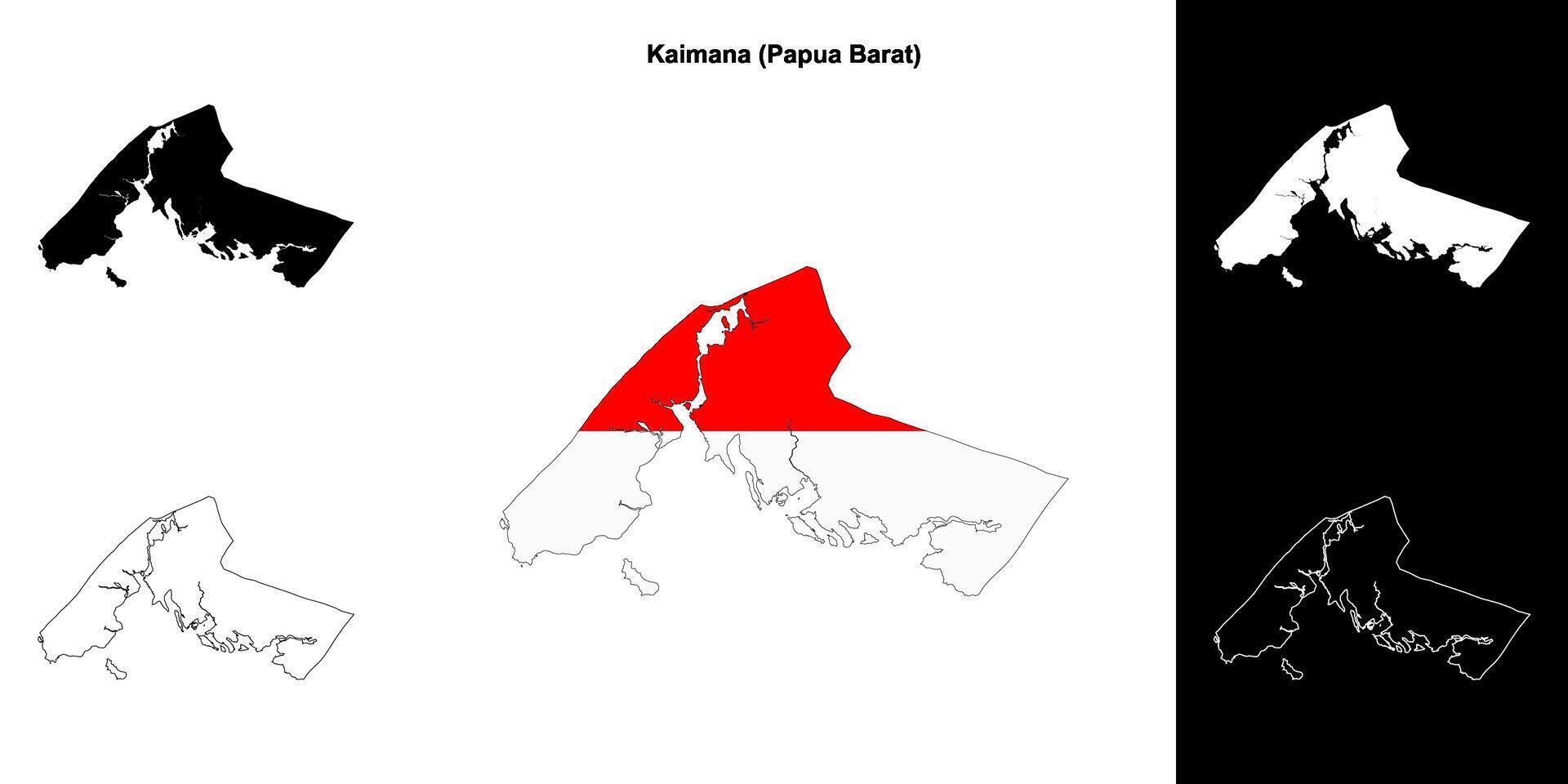 Kaimana blank outline map set vector