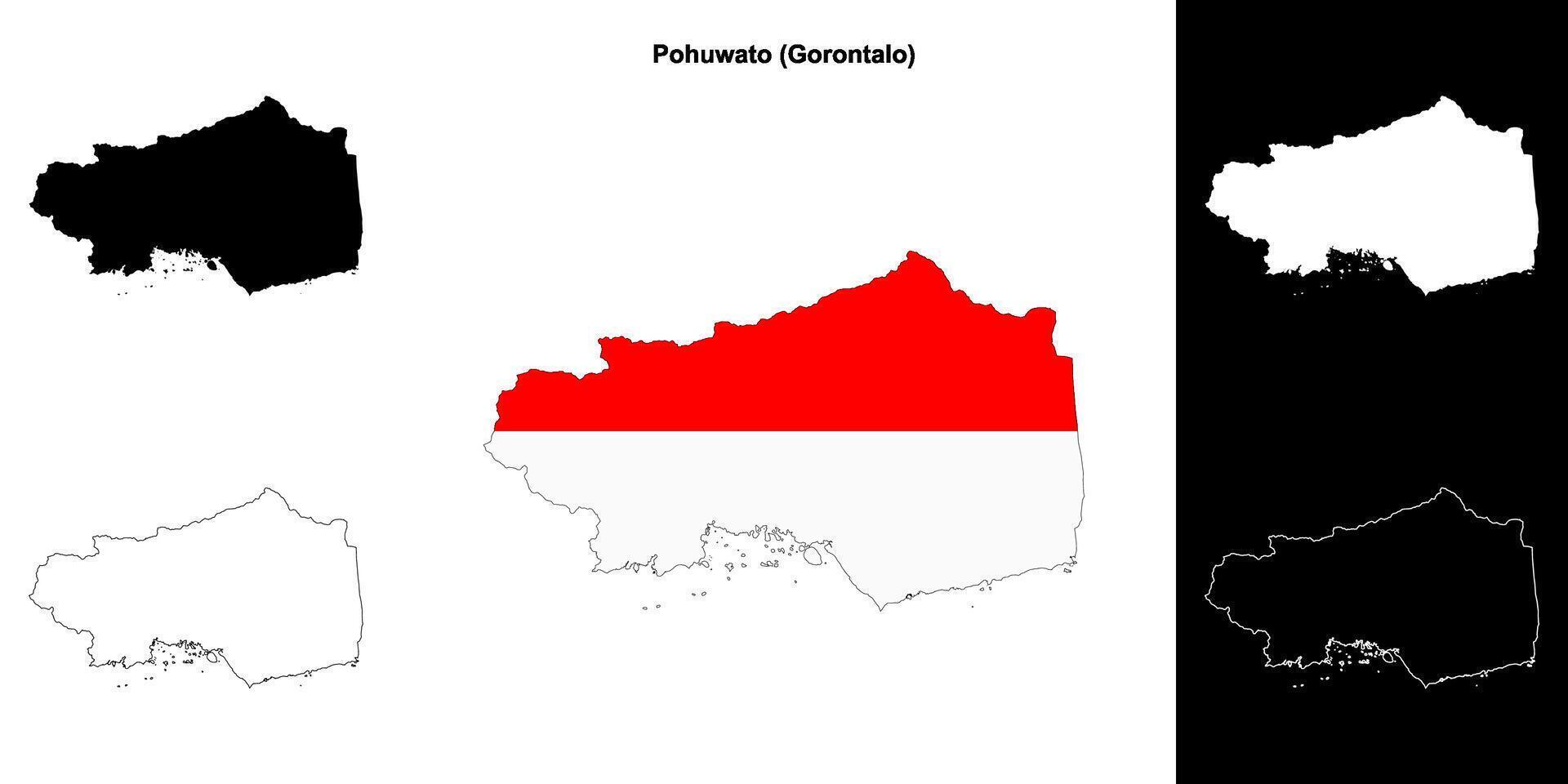 Pohuwato blank outline map set vector