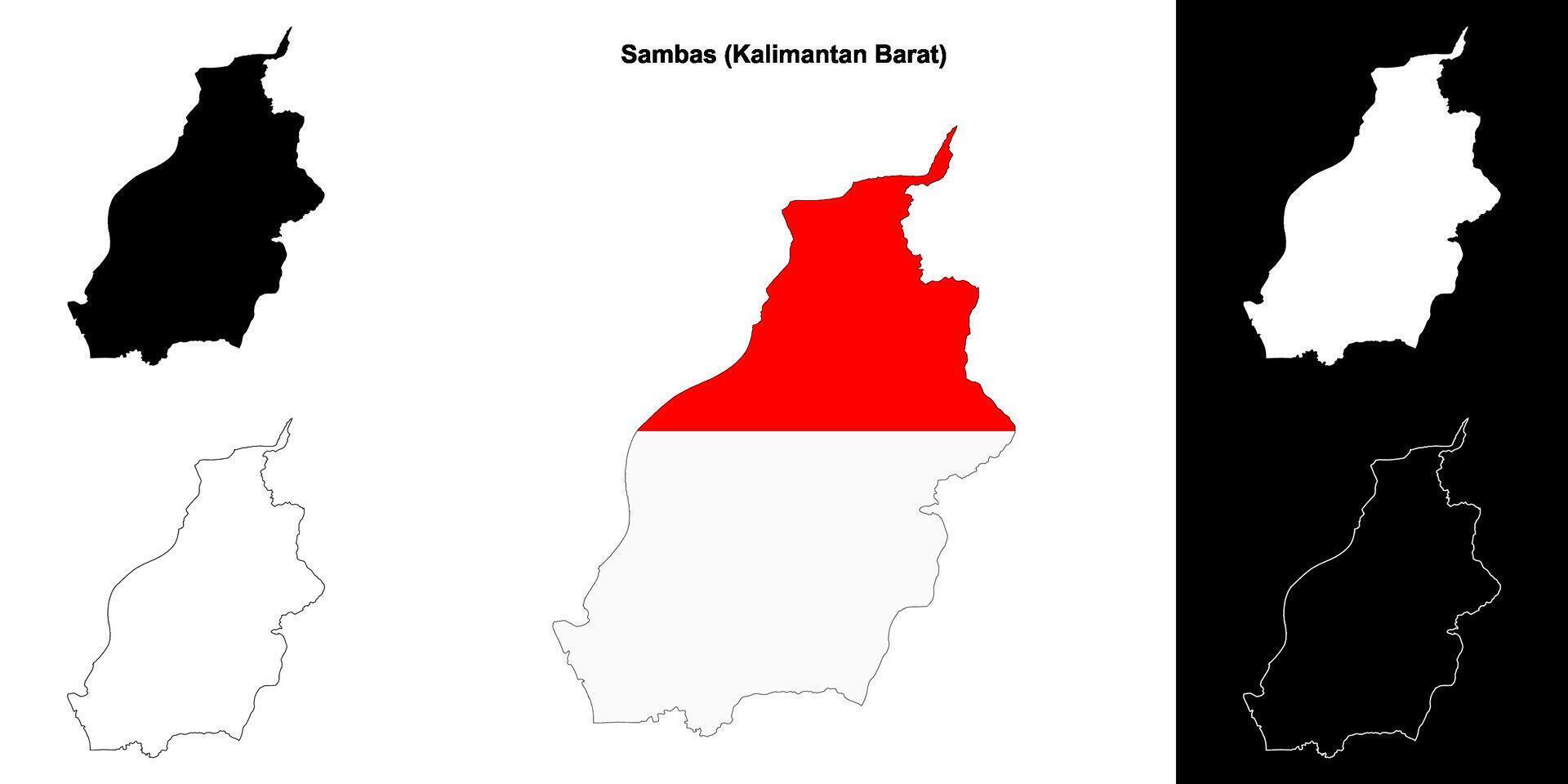 Sambas blank outline map set vector