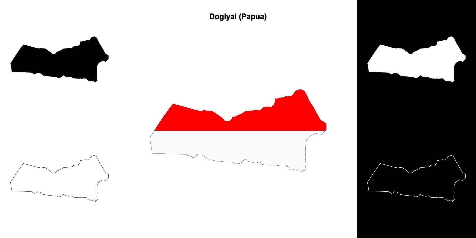 Dogiyai blank outline map set vector