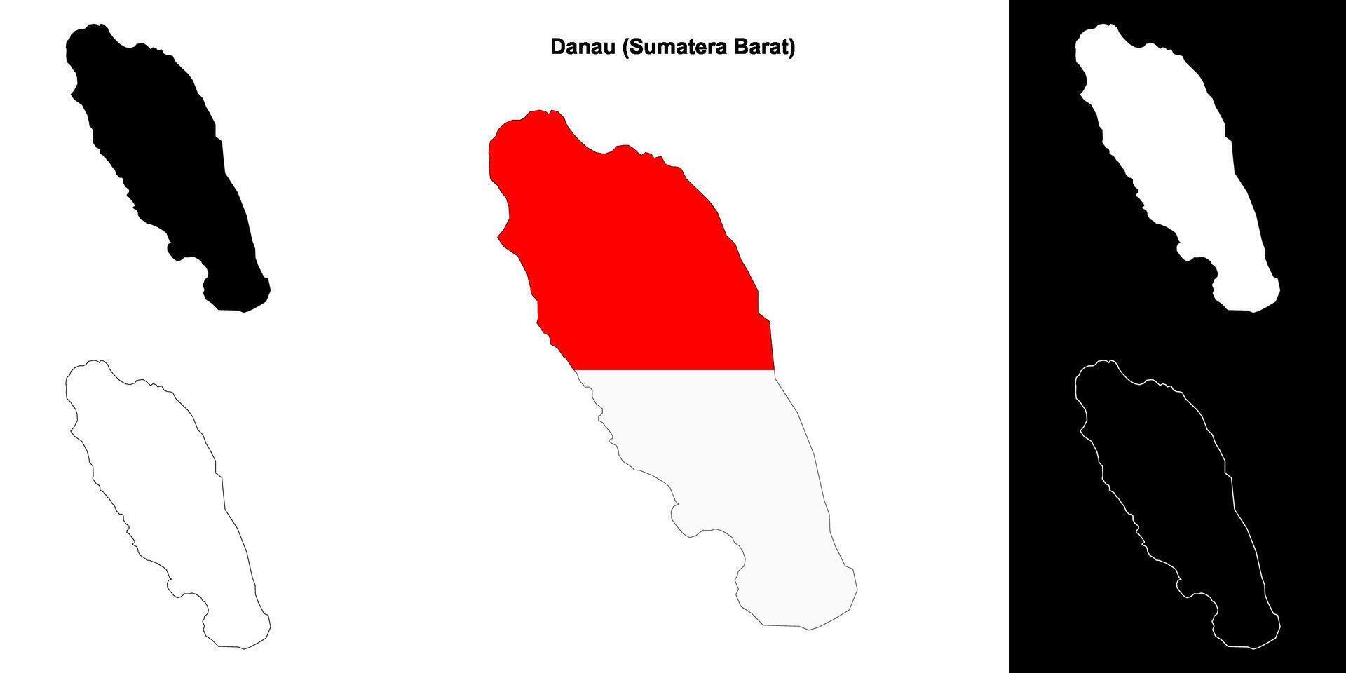 Danau blank outline map set vector