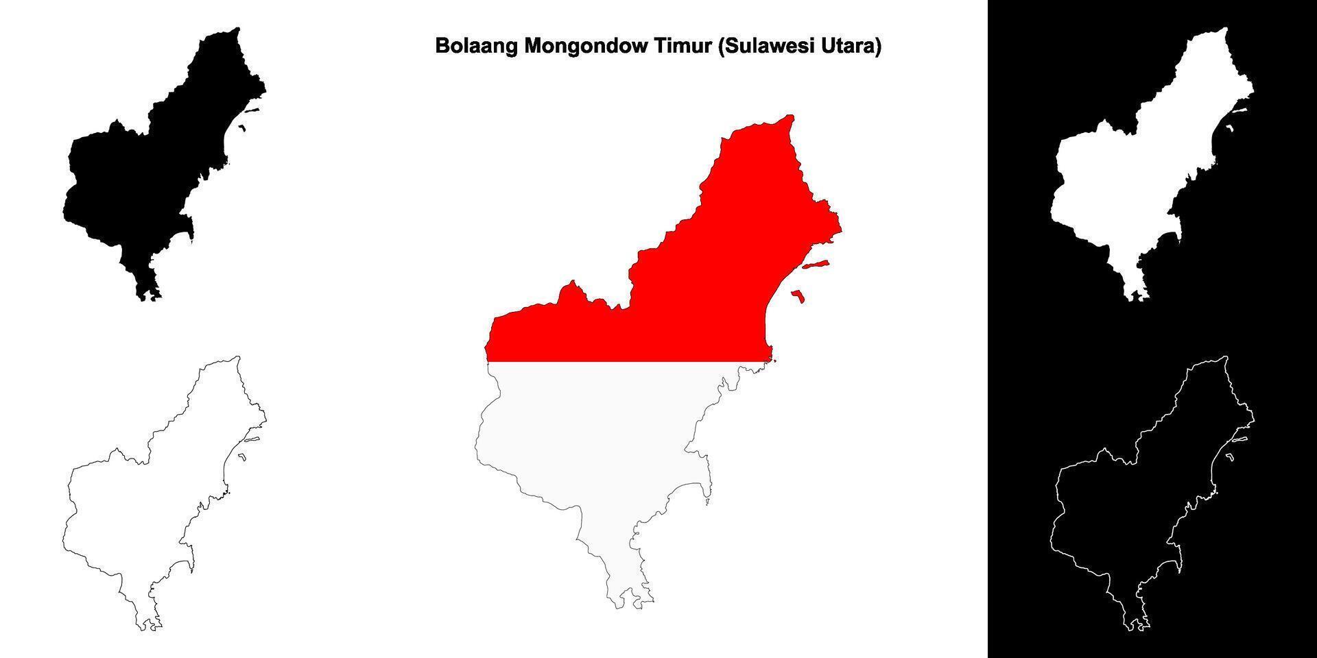 Bolaang Mongondow Timur blank outline map set vector