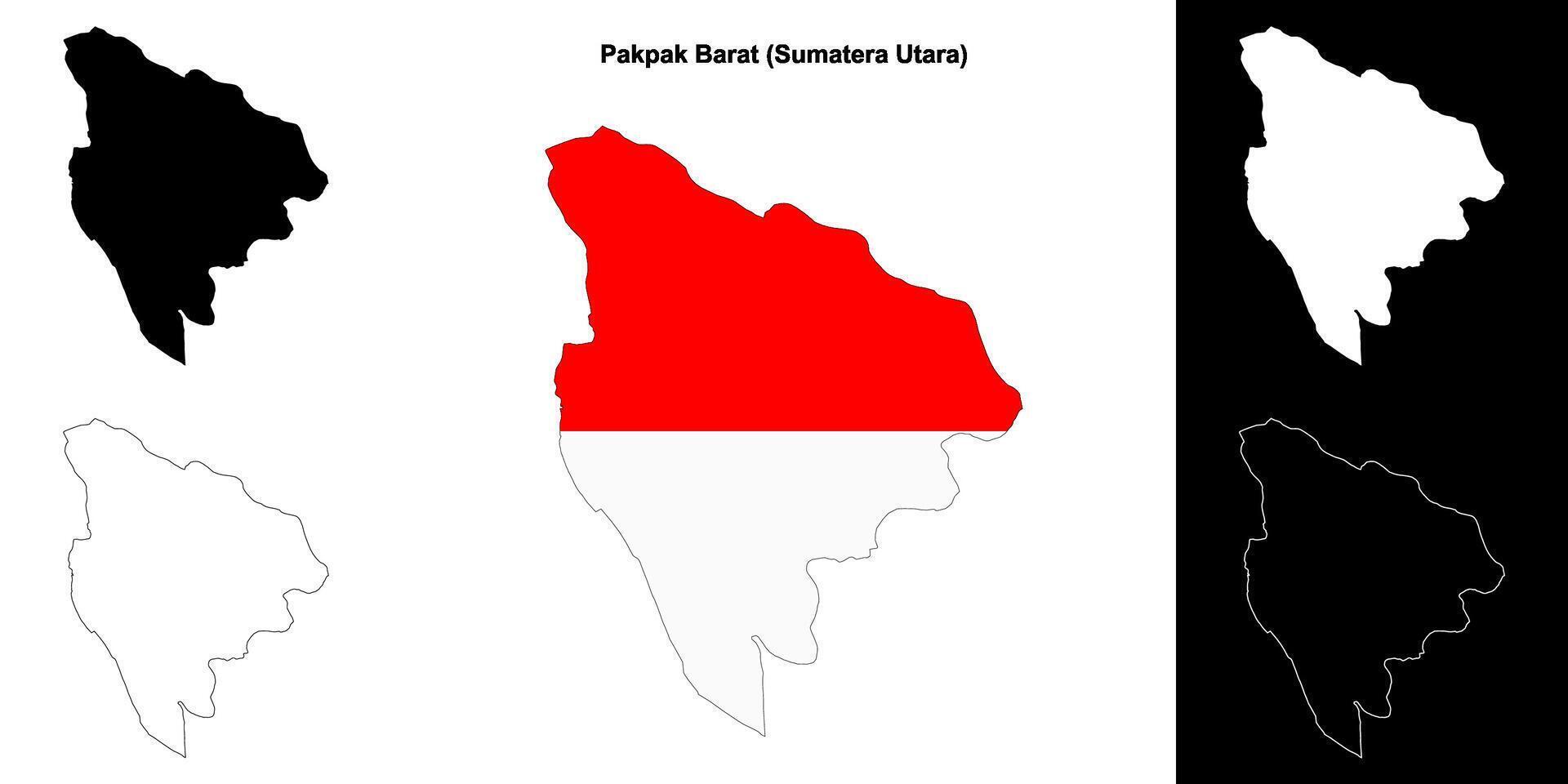Pakpak Barat blank outline map set vector
