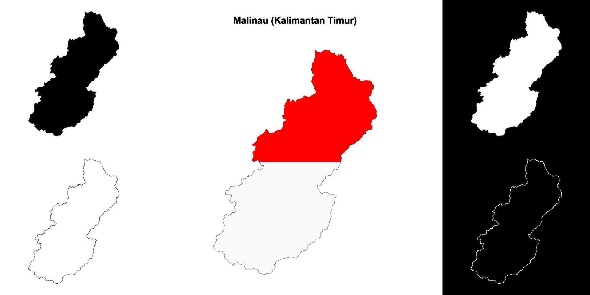 Malinau blank outline map set vector