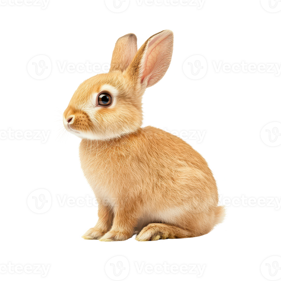 A cute brown rabbit sitting peacefully, showcasing its soft fur and adorable features. png