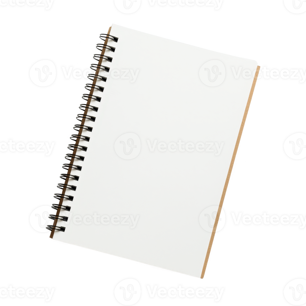 A blank spiral notebook, perfect for creative ideas and brainstorming sessions. png