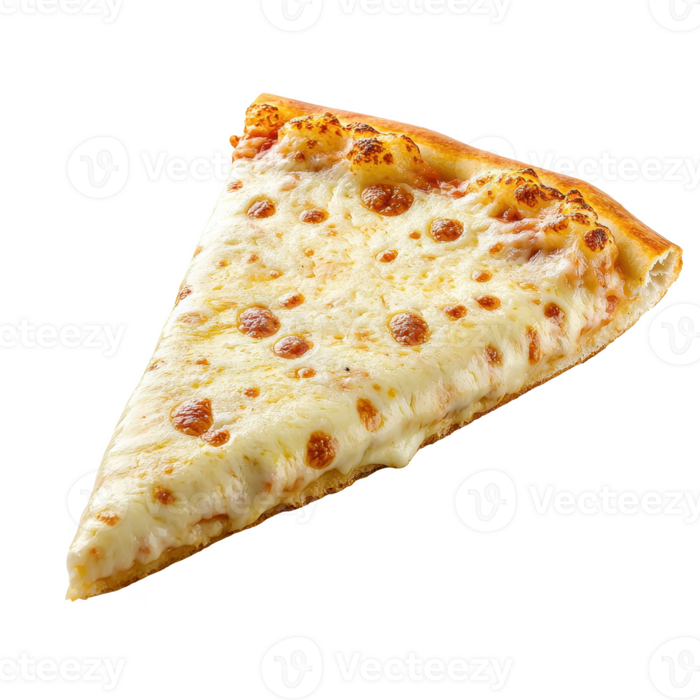 A delicious slice of cheese pizza with golden crust and melted cheese. png