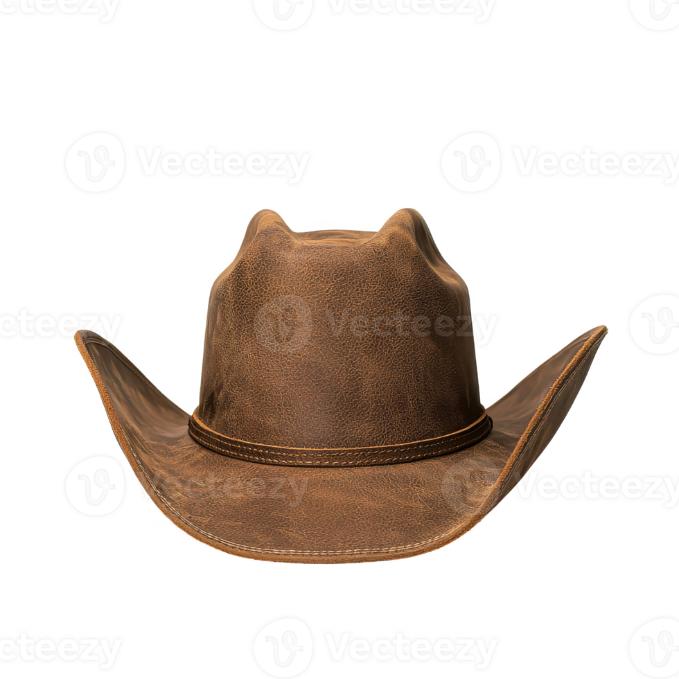 A classic cowboy hat made of brown leather, perfect for outdoor adventures. png