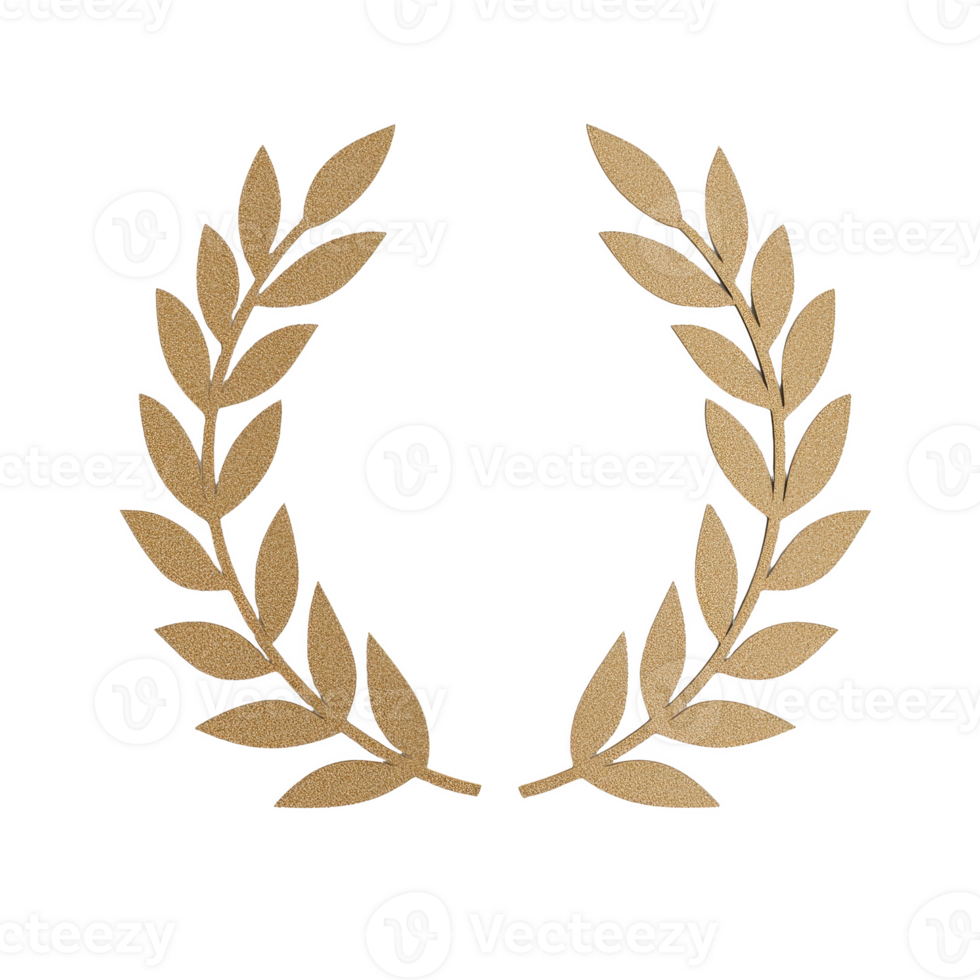 A detailed flat design of a golden laurel wreath symbolizing victory and achievement. png