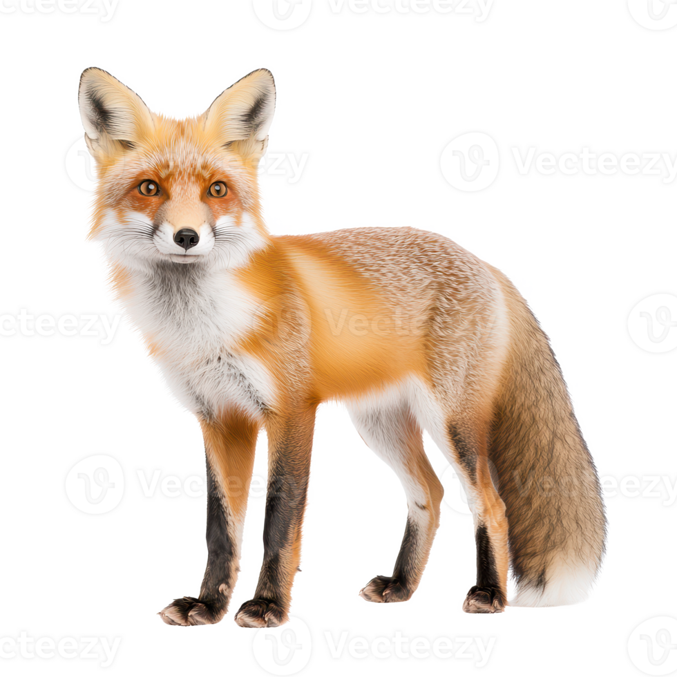 A beautiful red fox standing gracefully in a natural setting. png