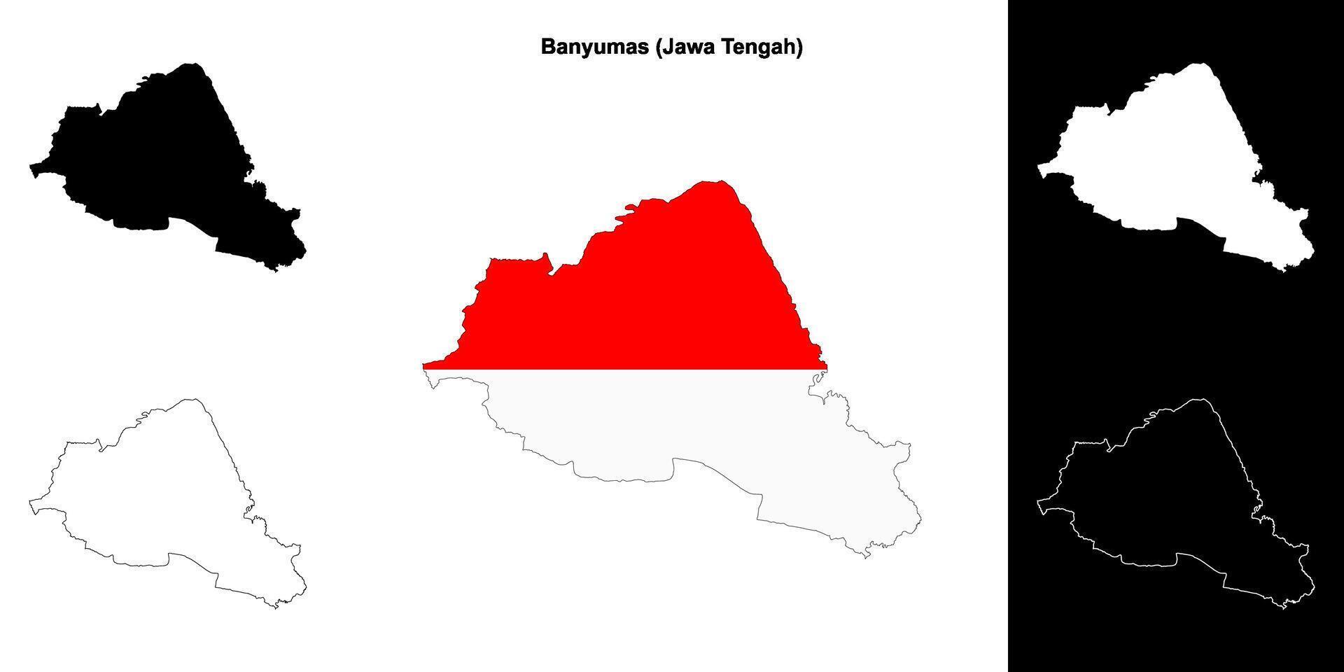 Banyumas blank outline map set vector