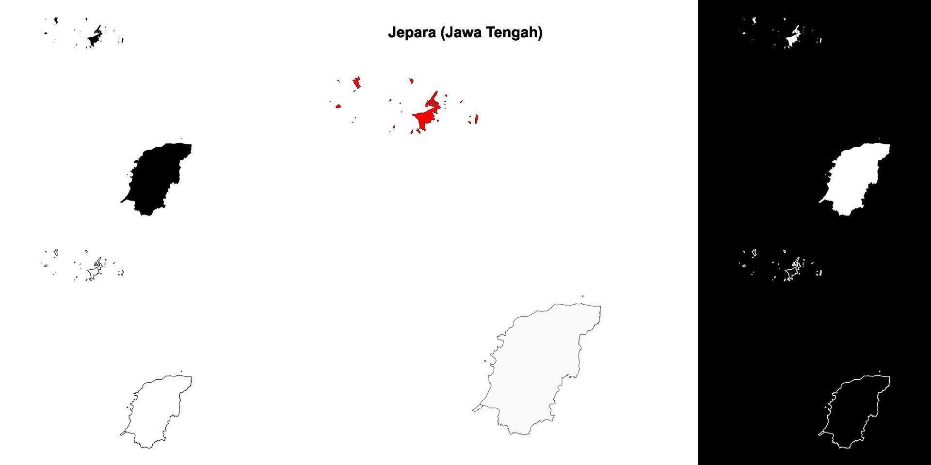 Jepara blank outline map set vector