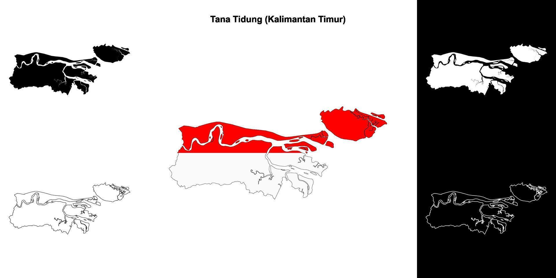 Tana Tidung blank outline map set vector