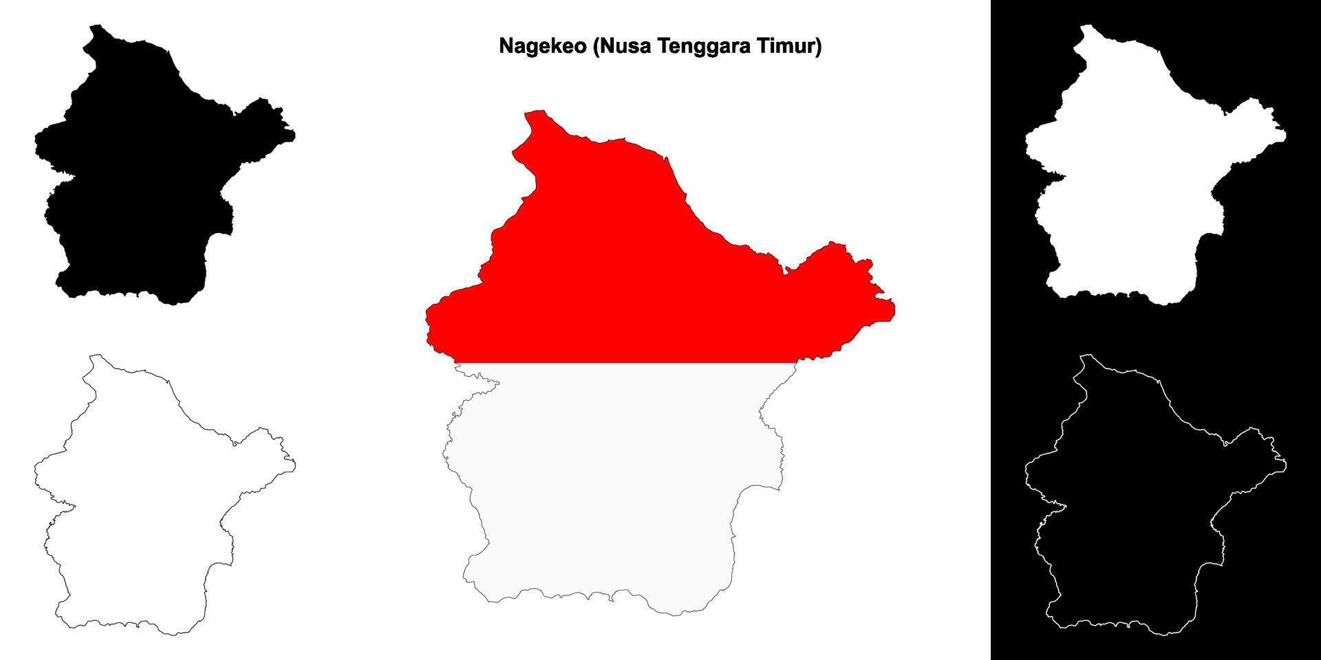 Nagekeo blank outline map set vector