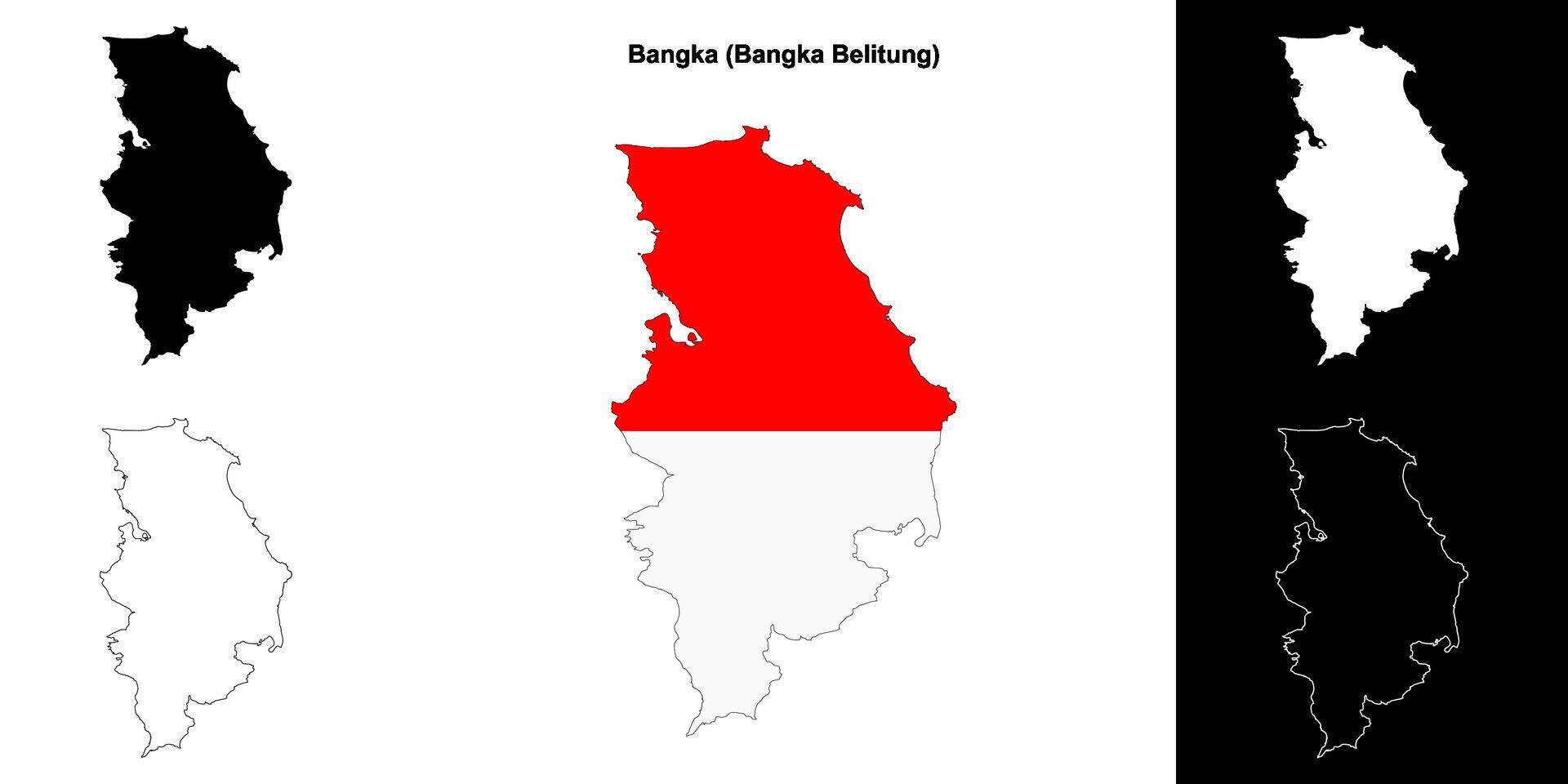 Bangka blank outline map set vector