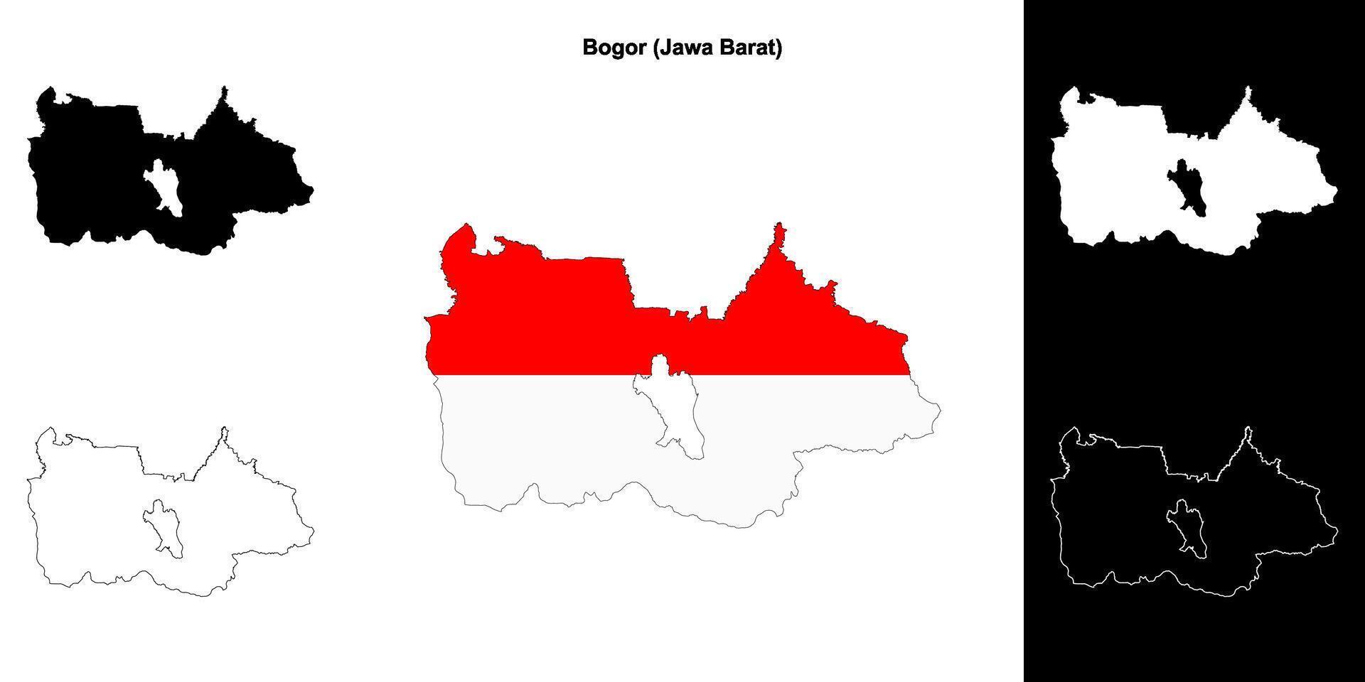 Bogor blank outline map set vector