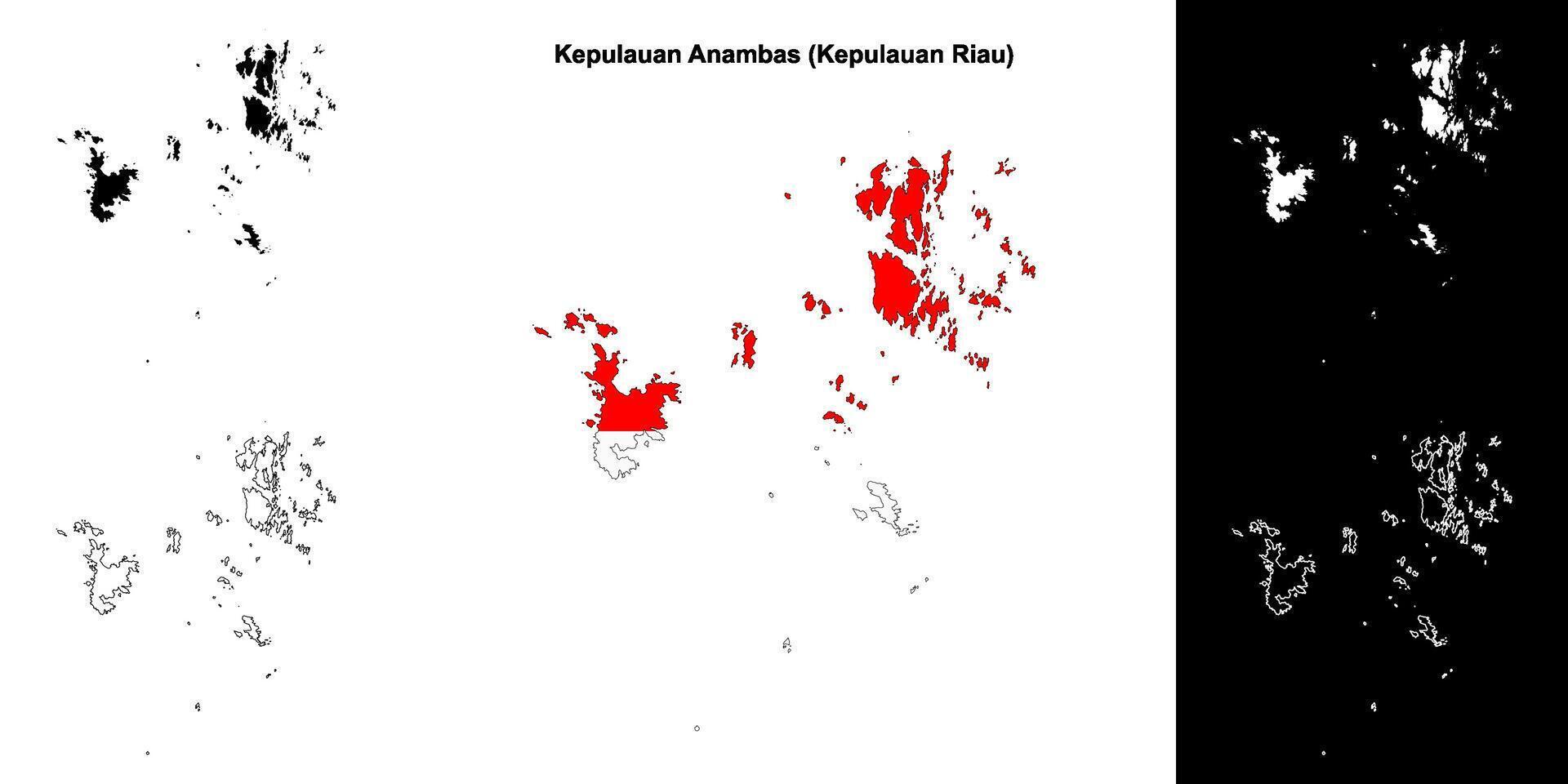 Kepulauan Anambas blank outline map set vector
