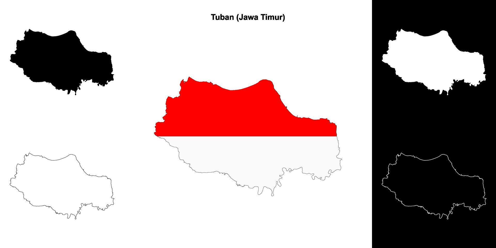Tuban blank outline map set vector