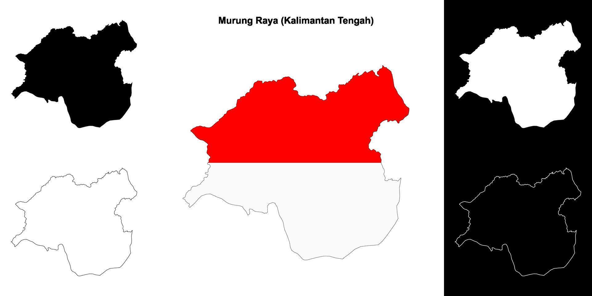 Murung Raya blank outline map set vector