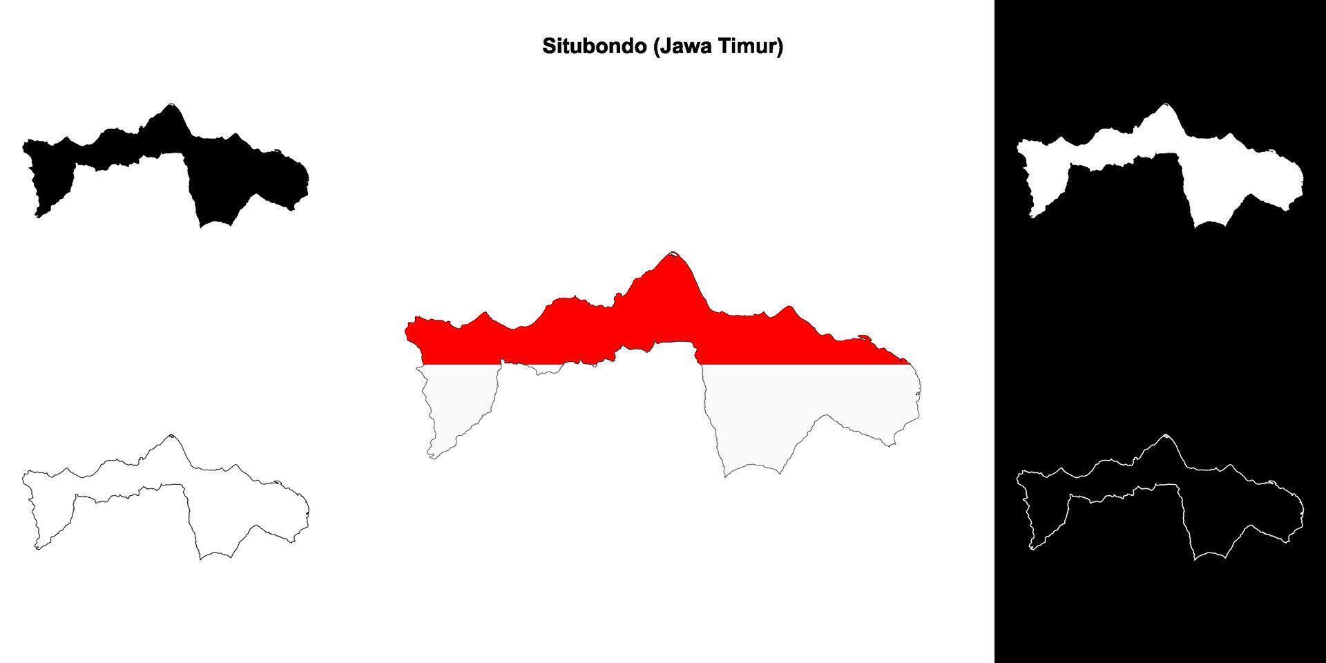 Situbondo blank outline map set vector