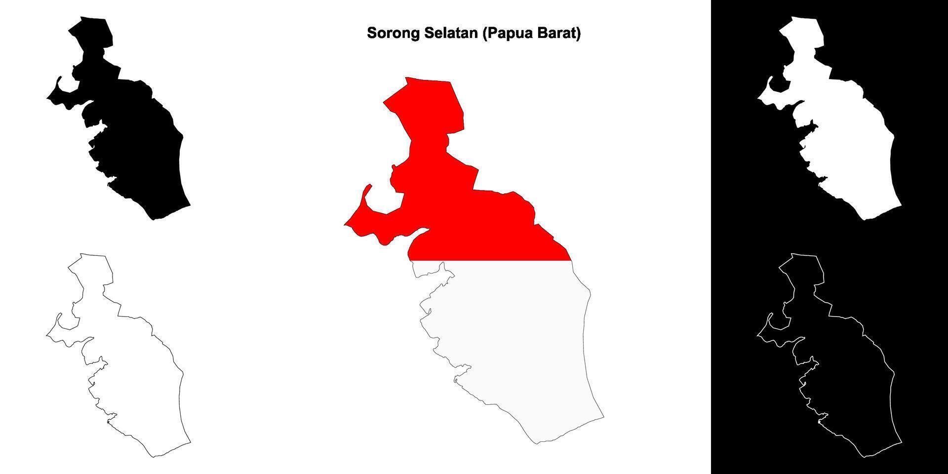 Sorong Selatan blank outline map set vector
