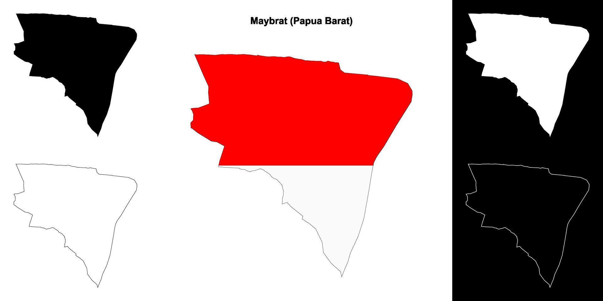 Maybrat blank outline map set vector