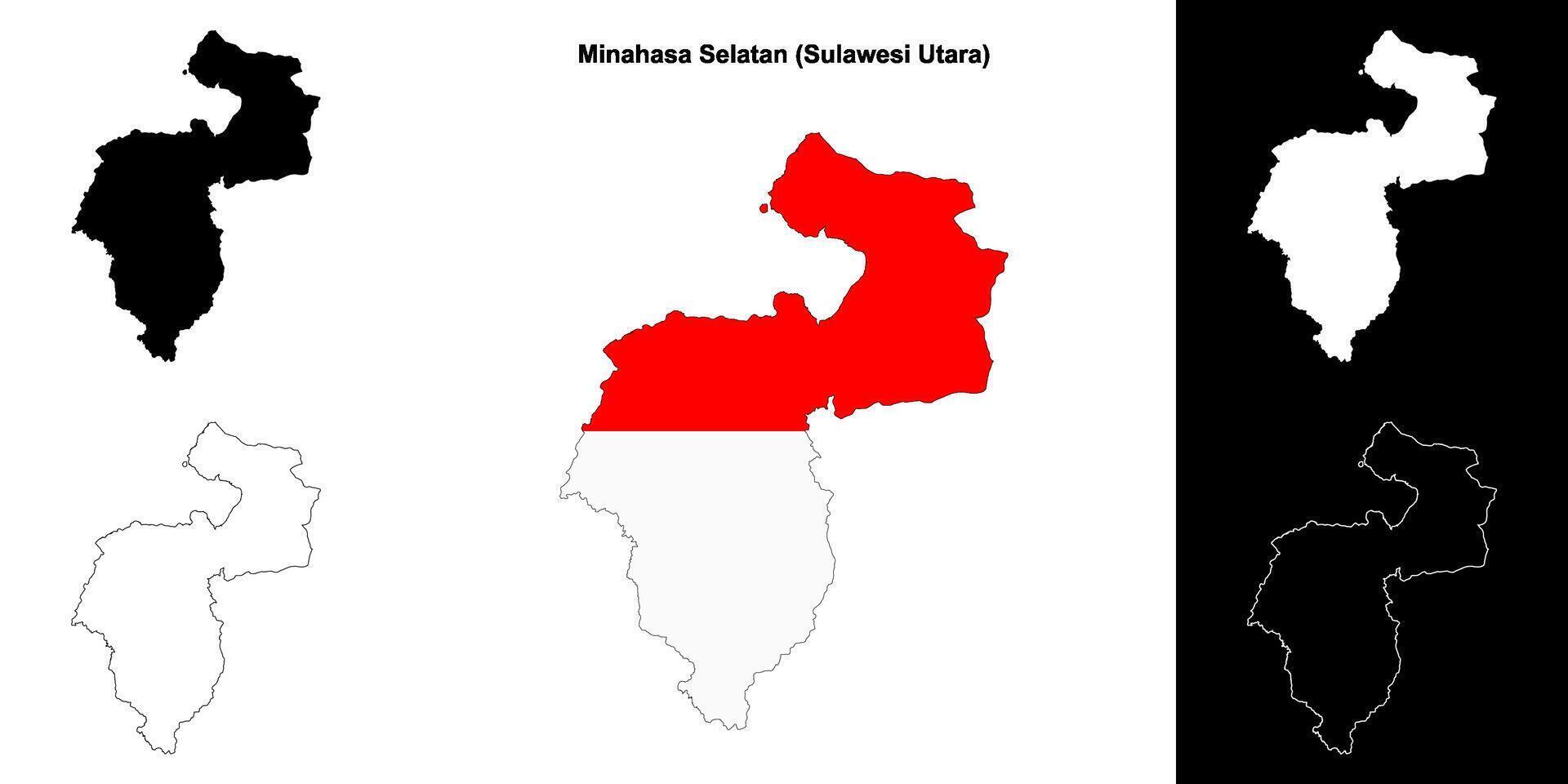 Minahasa Selatan blank outline map set vector