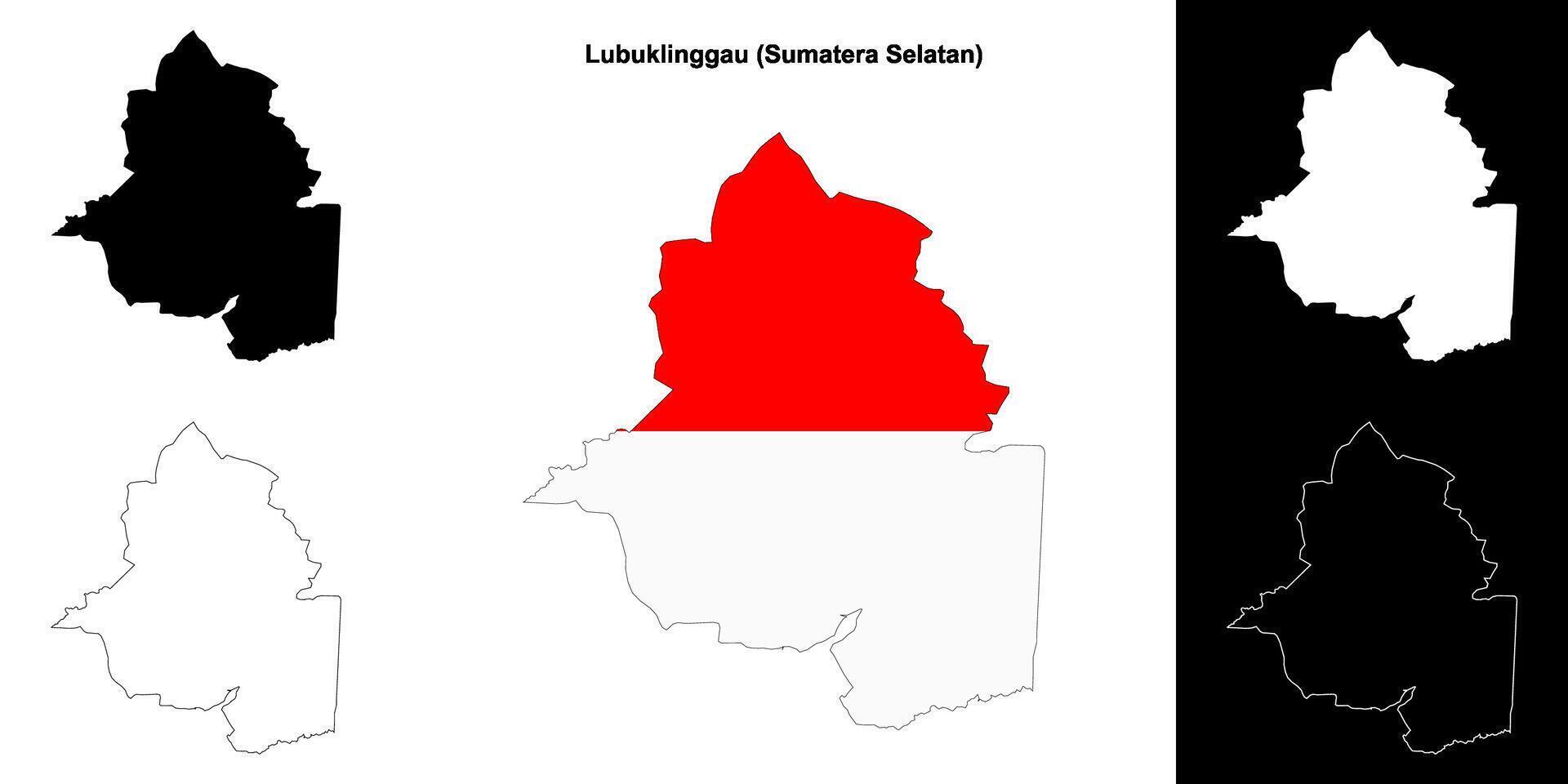 Lubuklinggau blank outline map set vector