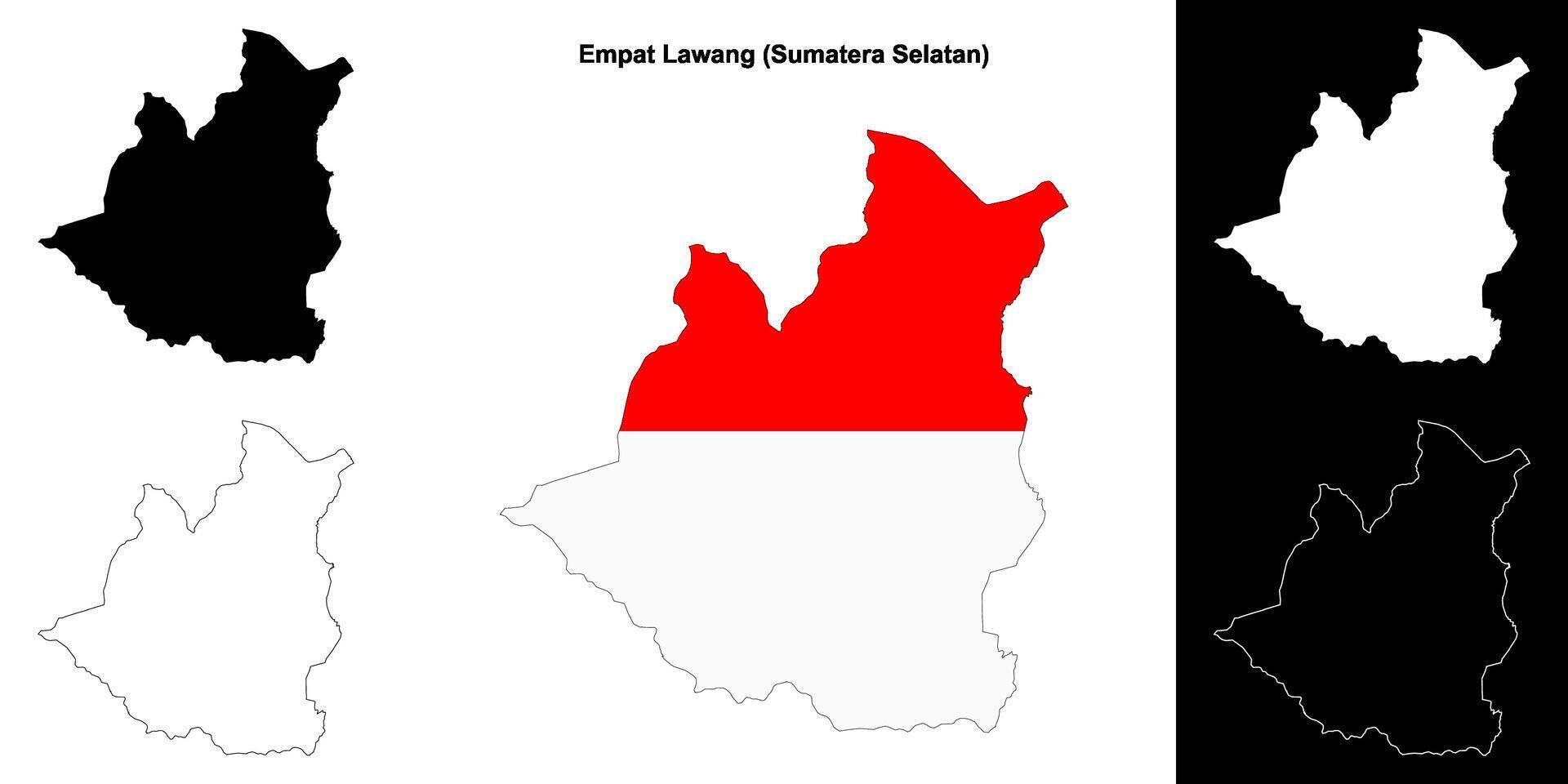 Empat Lawang blank outline map set vector