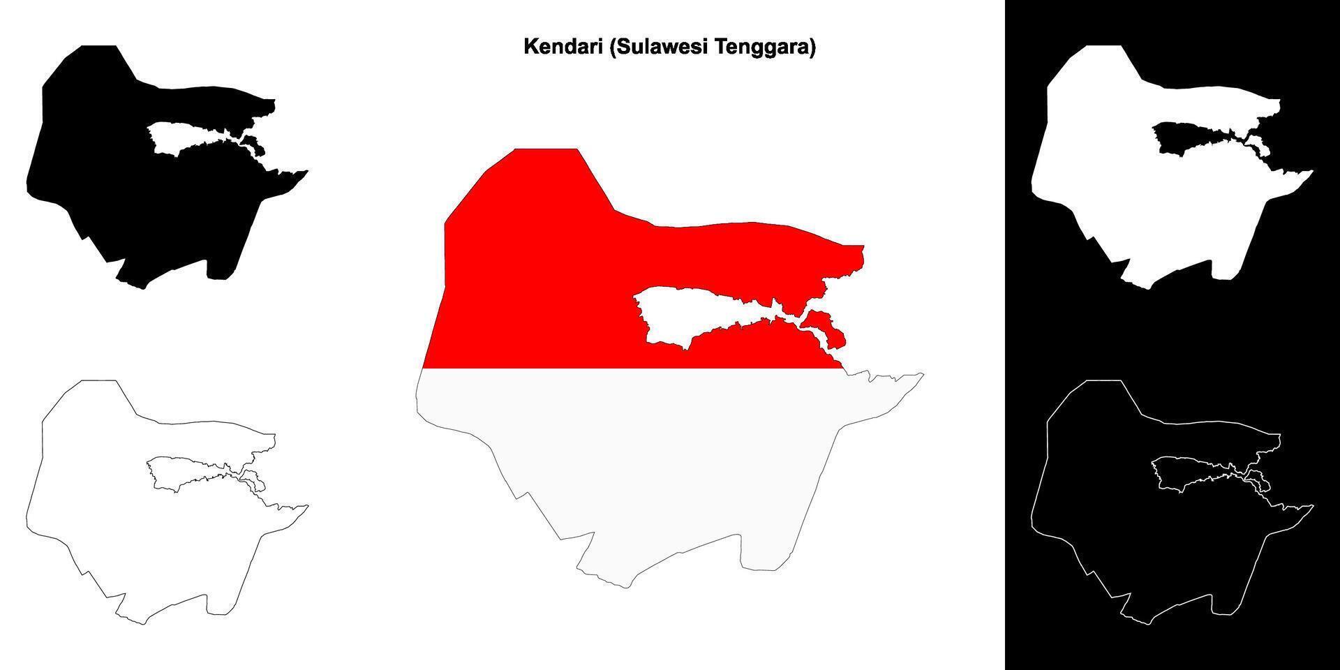 Kendari blank outline map set vector