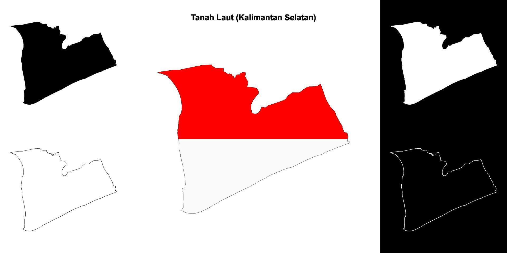 Tanah Laut blank outline map set vector