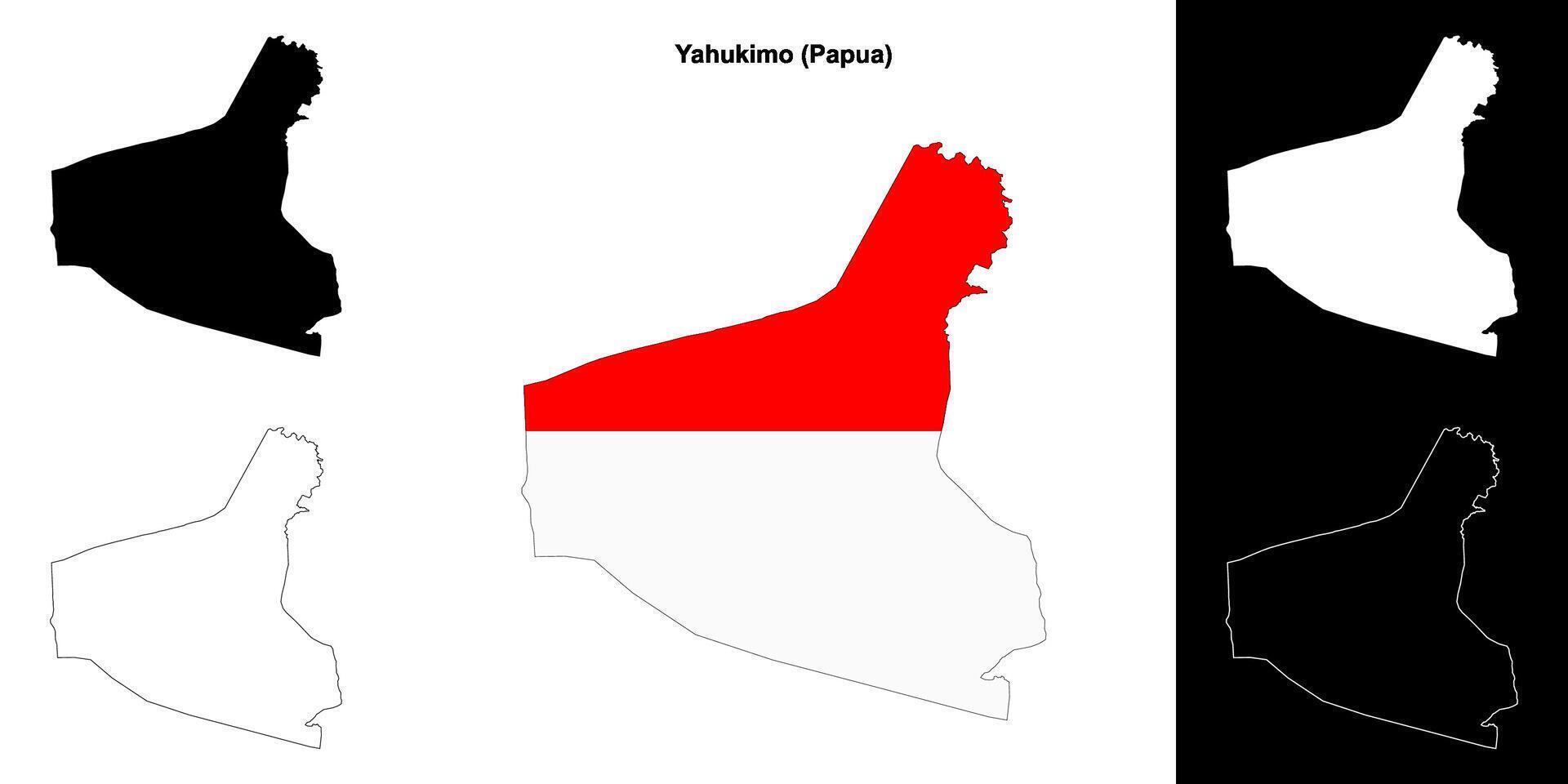 Yahukimo blank outline map set vector