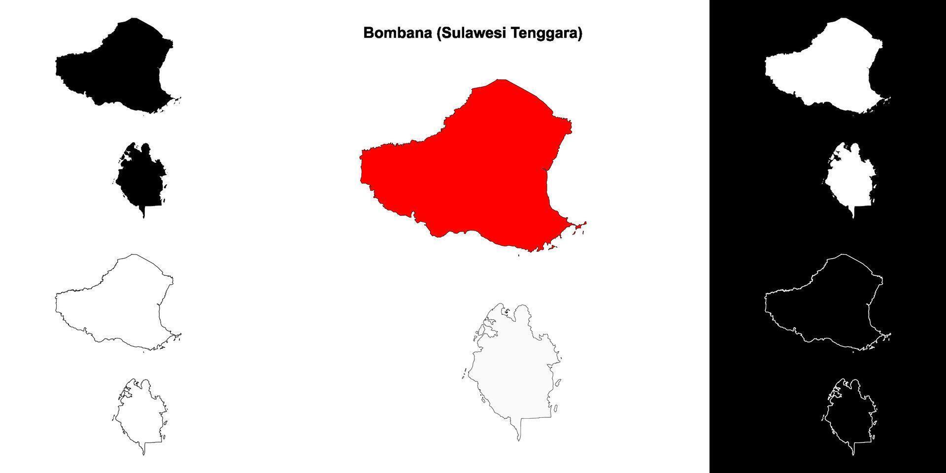 Bombana blank outline map set vector