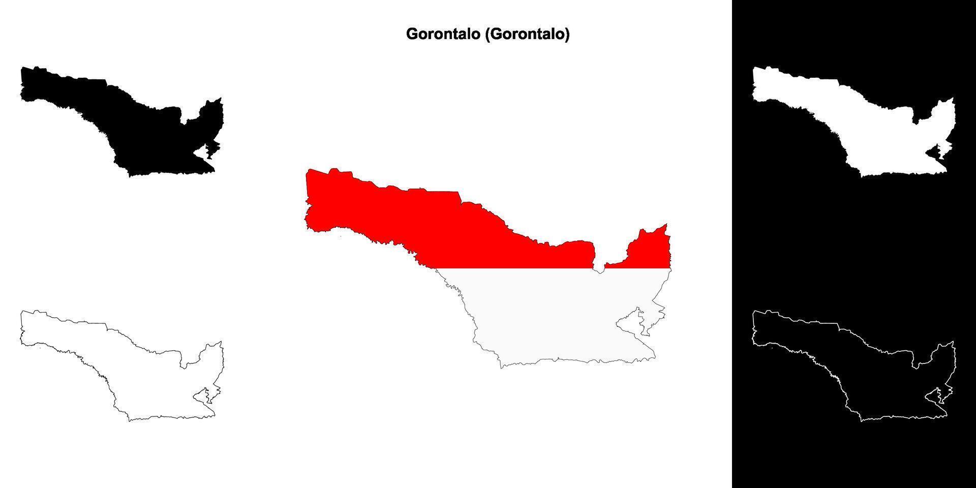 Gorontalo blank outline map set vector