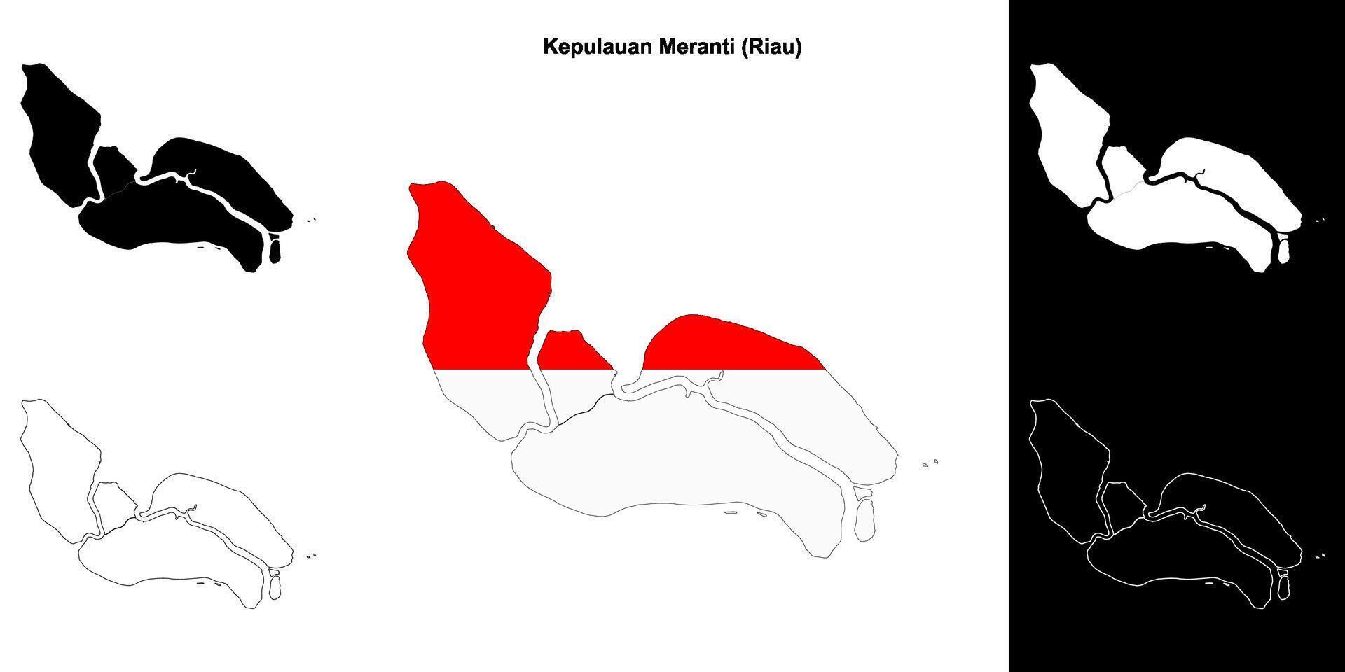 Kepulauan Meranti blank outline map set vector