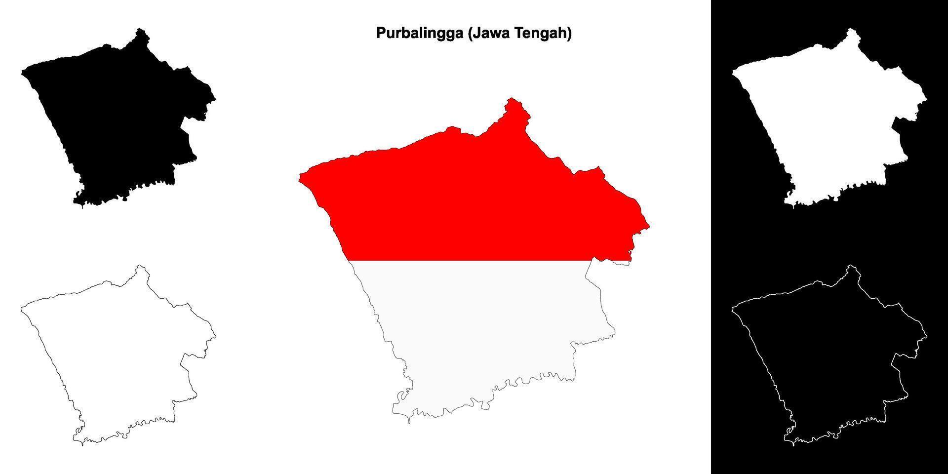 Purbalingga blank outline map set vector