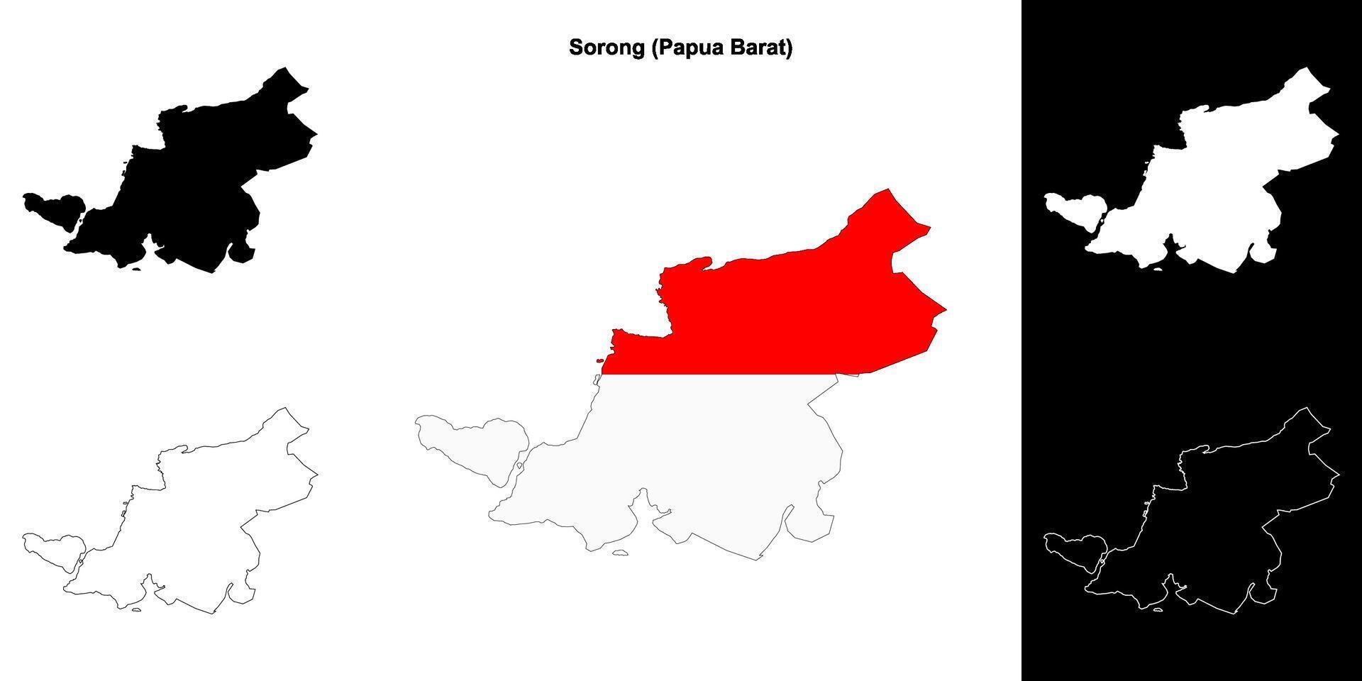 Sorong blank outline map set vector