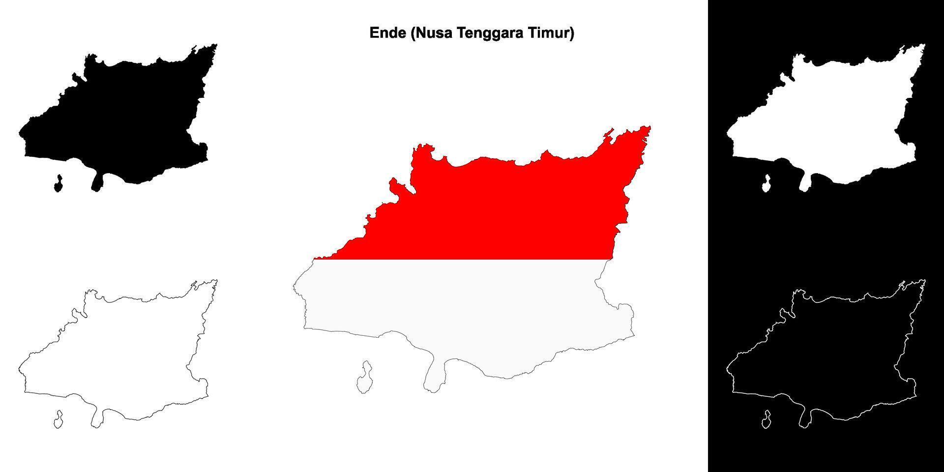 Ende blank outline map set vector