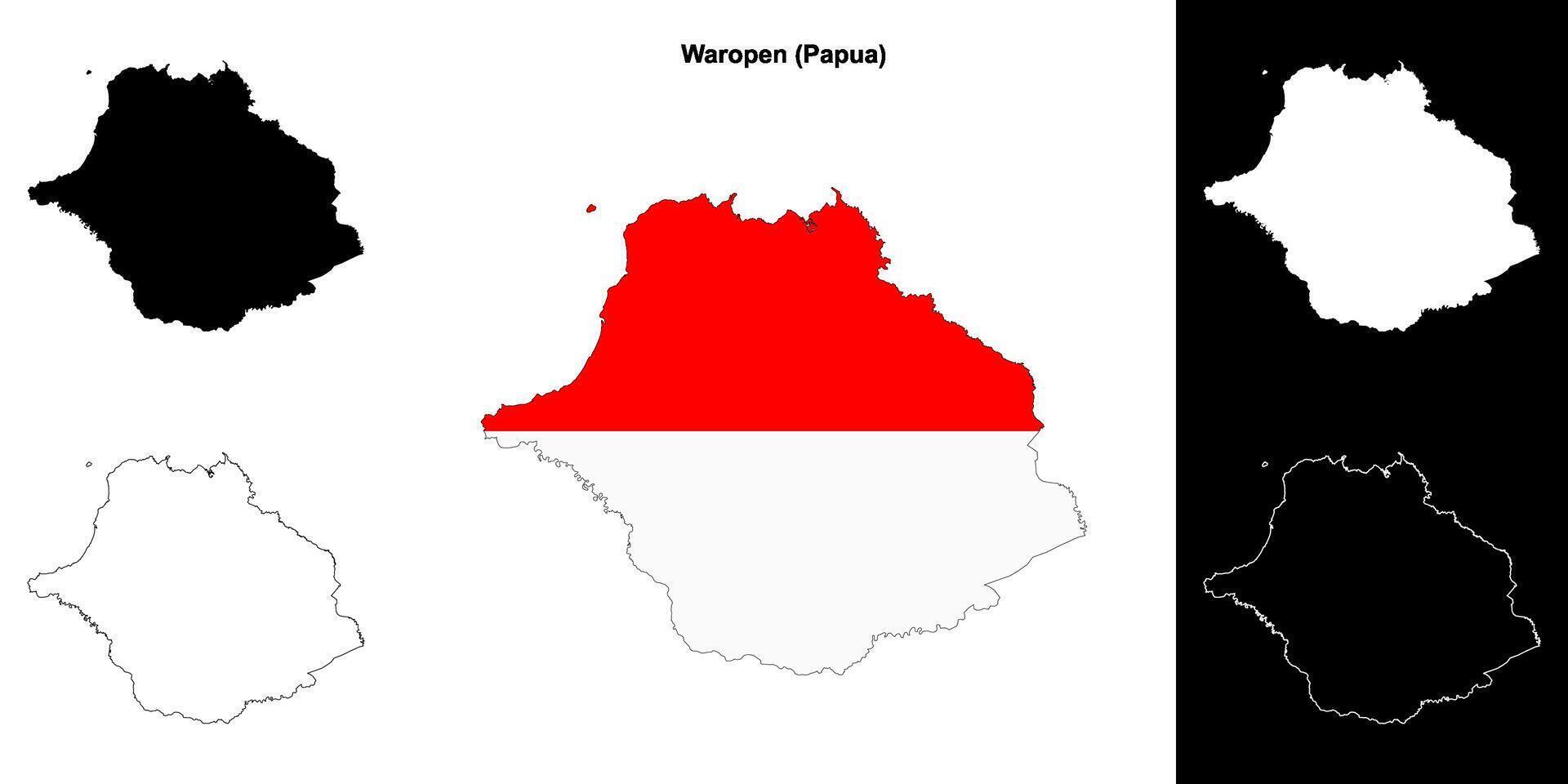 Waropen blank outline map set vector