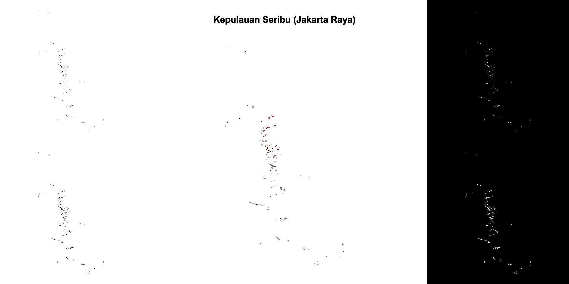 Kepulauan Seribu blank outline map set vector