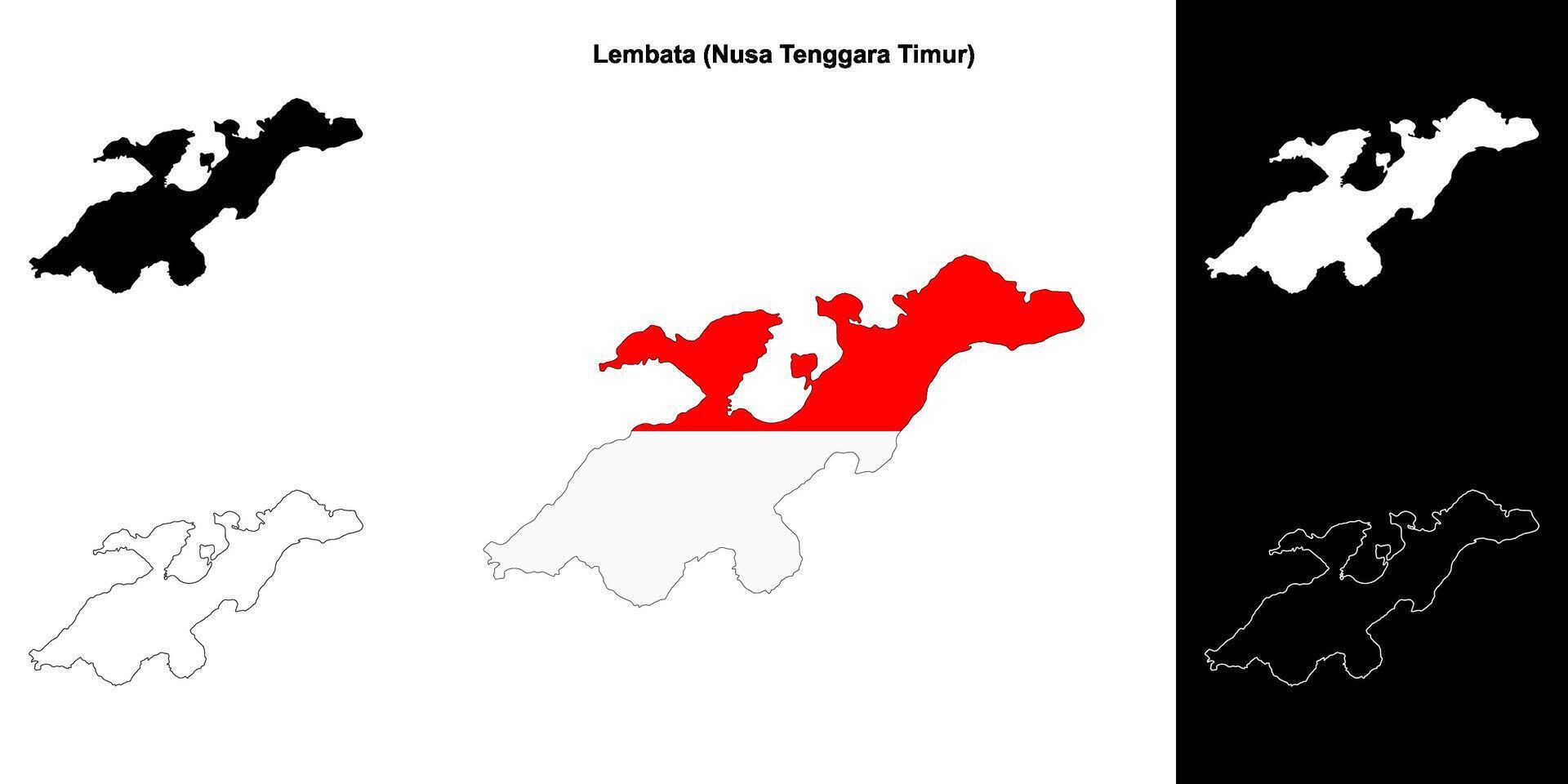 Lembata blank outline map set vector