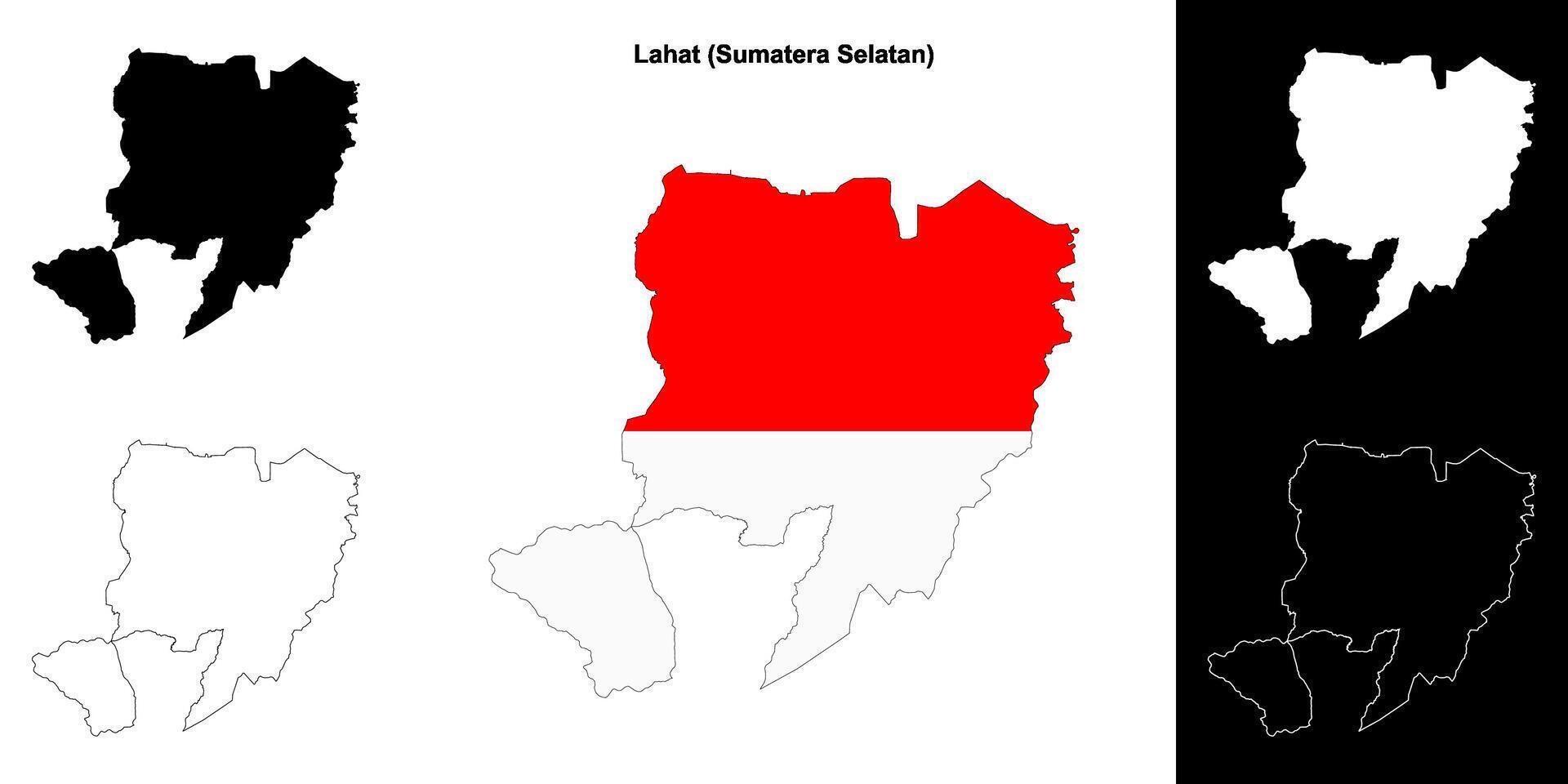 Lahat blank outline map set vector