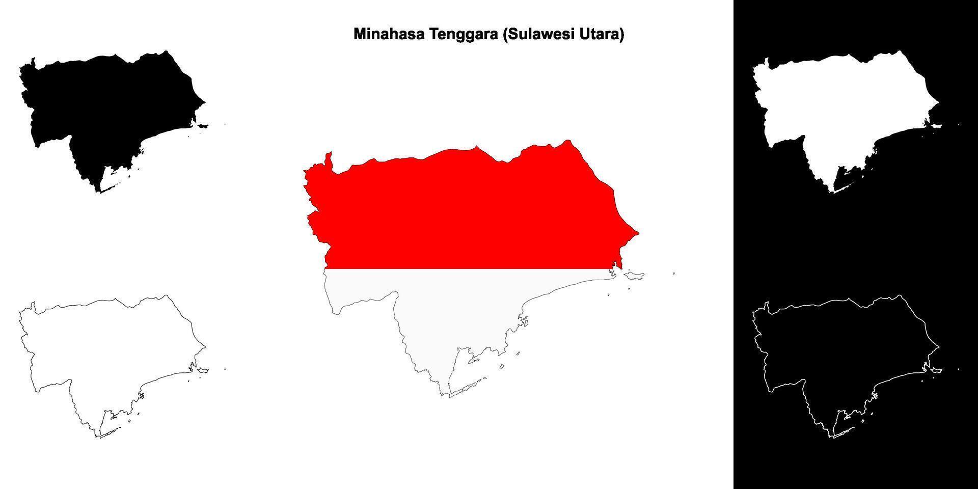 Minahasa Tenggara blank outline map set vector